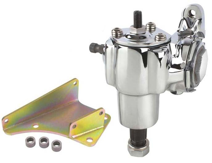 VEGA 140 MANUAL CHROME STEERING BOX & 1935-1941 FORD MOUNTING BRACKET