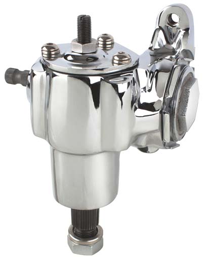 VEGA 140 MANUAL CHROME STEERING BOX,WELD-ON MOUNTING BRACKET & GOLD PITMAN ARM