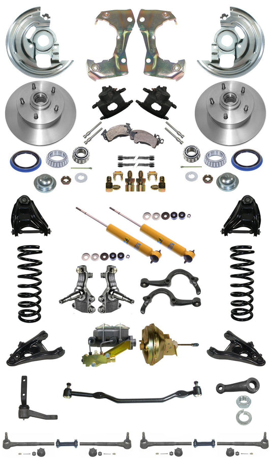 FRONT SUSPENSION,STEERING & BRAKE SET W/ CYLINDER,ARMS,SPRINGS,SHOCKS,64-67,DROP