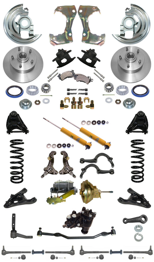 FRONT SUSPENSION,STEERING & BRAKE W/ BOX & CYLINDER,ARMS,SPRINGS,SHOCKS,64-67 A
