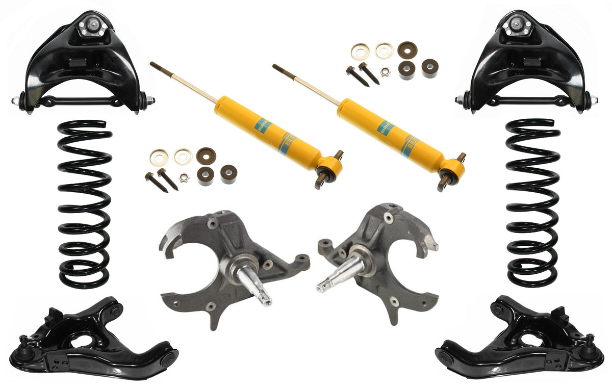 FRONT SUSPENSION SET,ARMS,SPRINGS,BILSTEIN SHOCKS,SPINDLES,78-88 GM G-BODY,DROP
