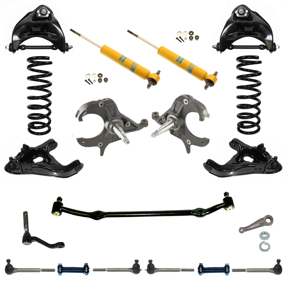FRONT SUSPENSION & STEERING SET,ARMS,SPRINGS,SHOCKS,SPINDLES,LINKAGES,78-88,DROP