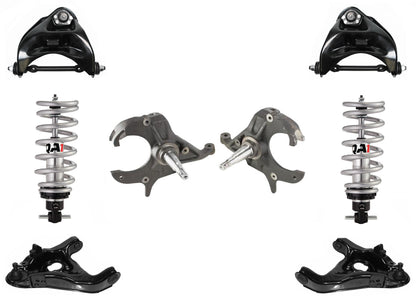 FRONT SUSPENSION SET,QA1 COILOVERS,ARMS,SPINDLES,78-88 GM G-BODY,2" DROP