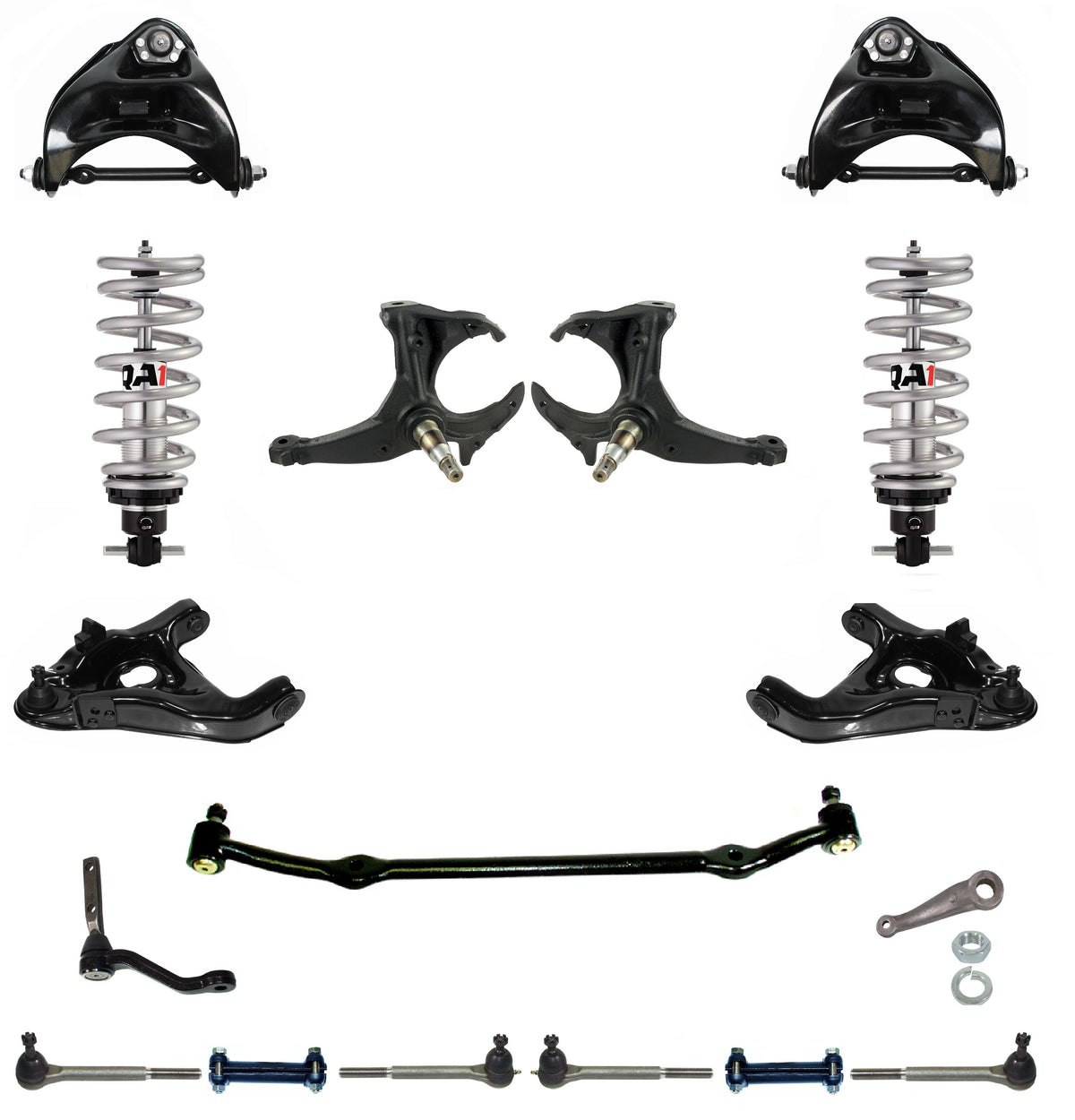 FRONT SUSPENSION & STEERING SET,QA1 COILOVERS,ARMS,SPINDLES,78-88 GM G-BODY