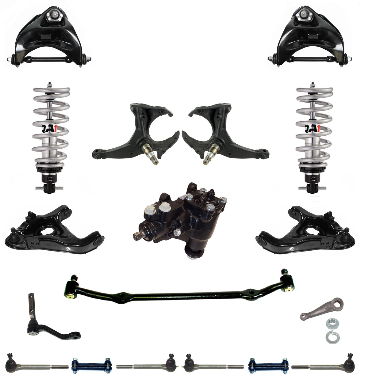 FRONT SUSPENSION & STEERING SET WITH BOX,QA1 COILOVERS,ARMS,SPINDLE,78-88 G-BODY
