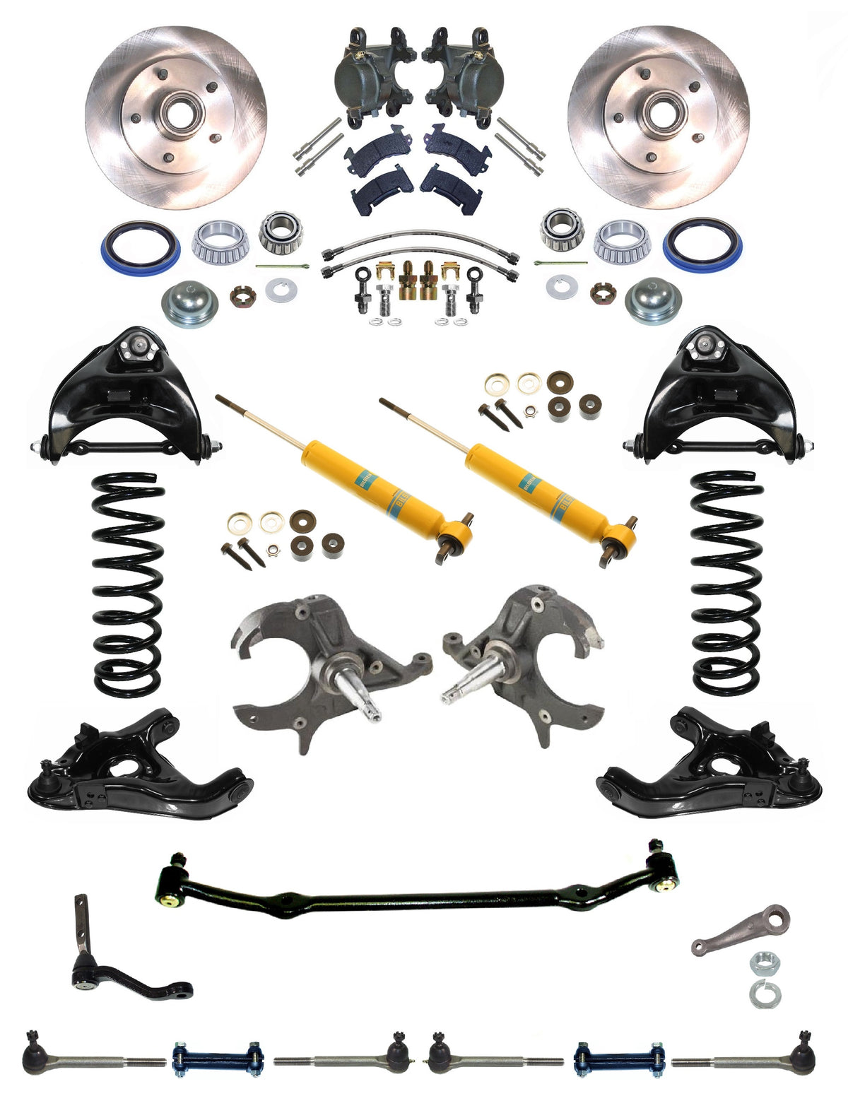 FRONT SUSPENSION,STEERING & BRAKE SET,ARMS,SPRINGS,SHOCKS,SPINDLES,78-88 G-DROP