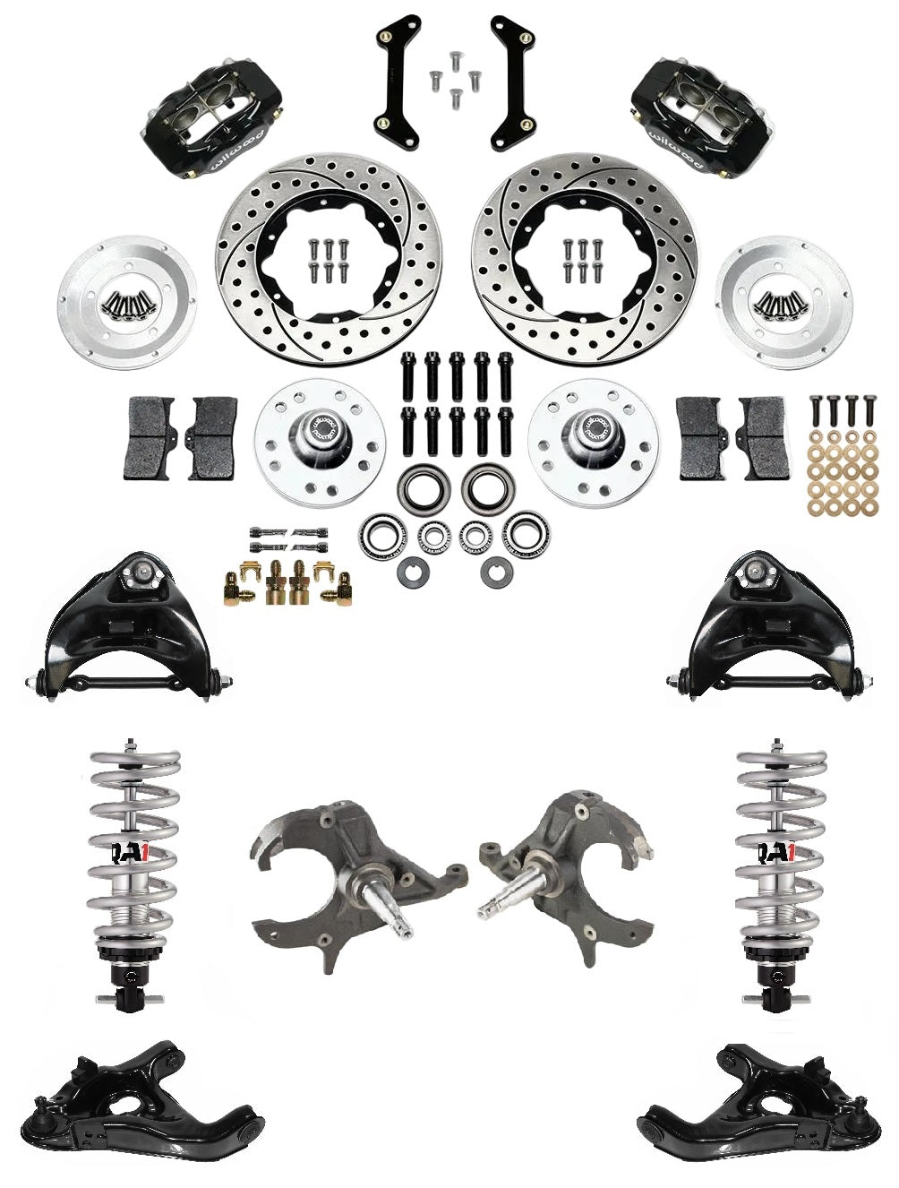 FRONT SUSPENSION & WILWOOD BRAKE SET,ARMS,QA1 COILOVERS,SPINDLES,78-88 G-BODY,DR