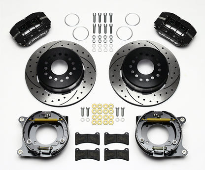 59-64 B-BODY FULL DISC BRAKE KIT,11" DRILLED ROTORS,BLACK CALIPERS