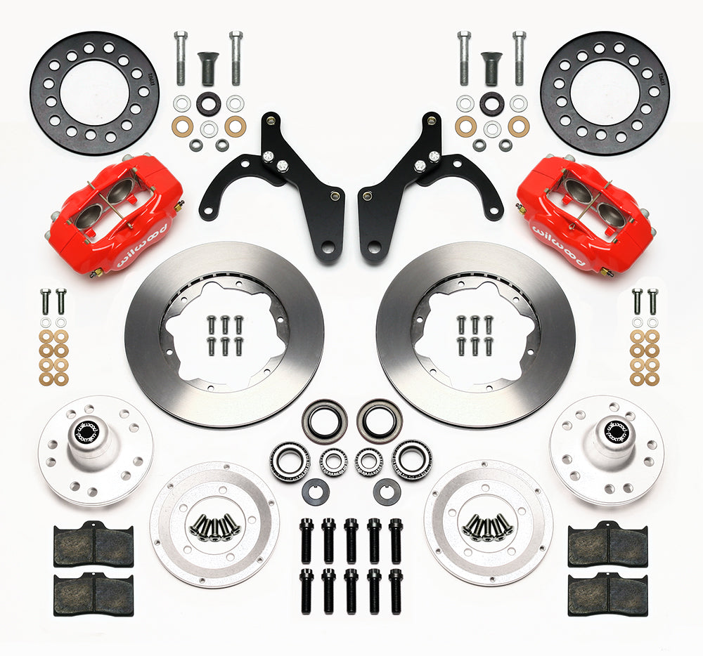 59-64 B-BODY FULL DISC BRAKE KIT,11" ROTORS,RED CALIPERS