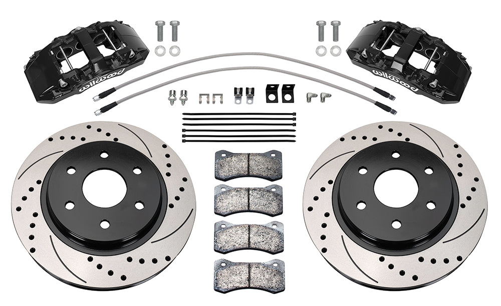 21-UP FORD F-150 RAPTOR,FRONT,AERO 6 PISTON,13.38" DRILLED ROTORS,BLACK CALIPERS