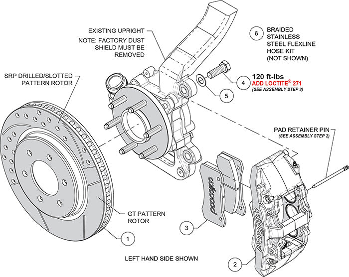 21-UP FORD F-150 RAPTOR,FRONT,AERO 6 PISTON,13.38" DRILLED ROTORS,BLACK CALIPERS