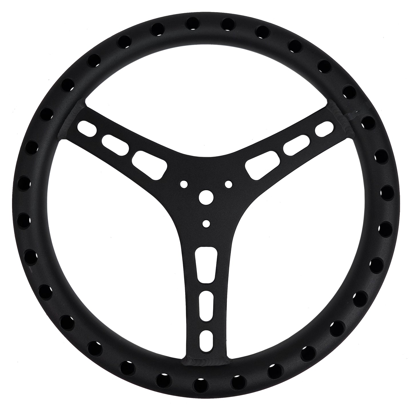 STEERING WHEEL,13",BLACK,DRILLED,FLAT