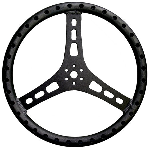 STEERING WHEEL,15",BLACK,DRILLED,FLAT,1 1/4