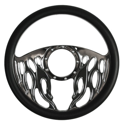 STEERING WHEEL ONLY,14",FLAMES DOWN