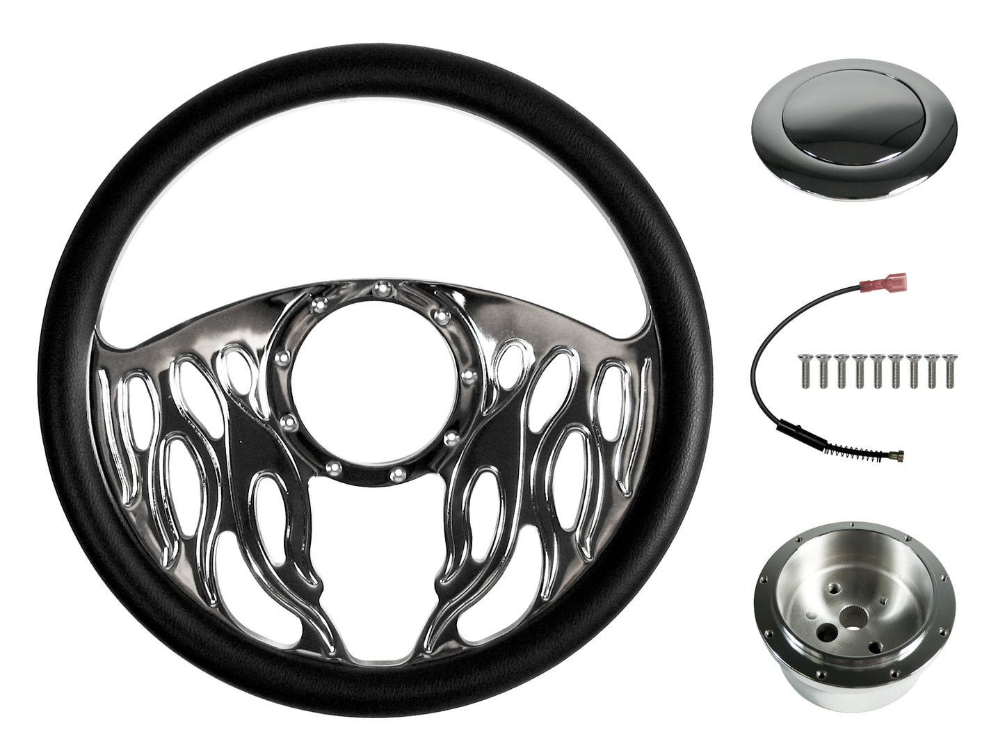 STEERING WHEEL KIT,14",FLAMES DOWN