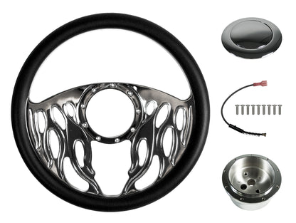 STEERING WHEEL KIT,14",FLAMES DOWN
