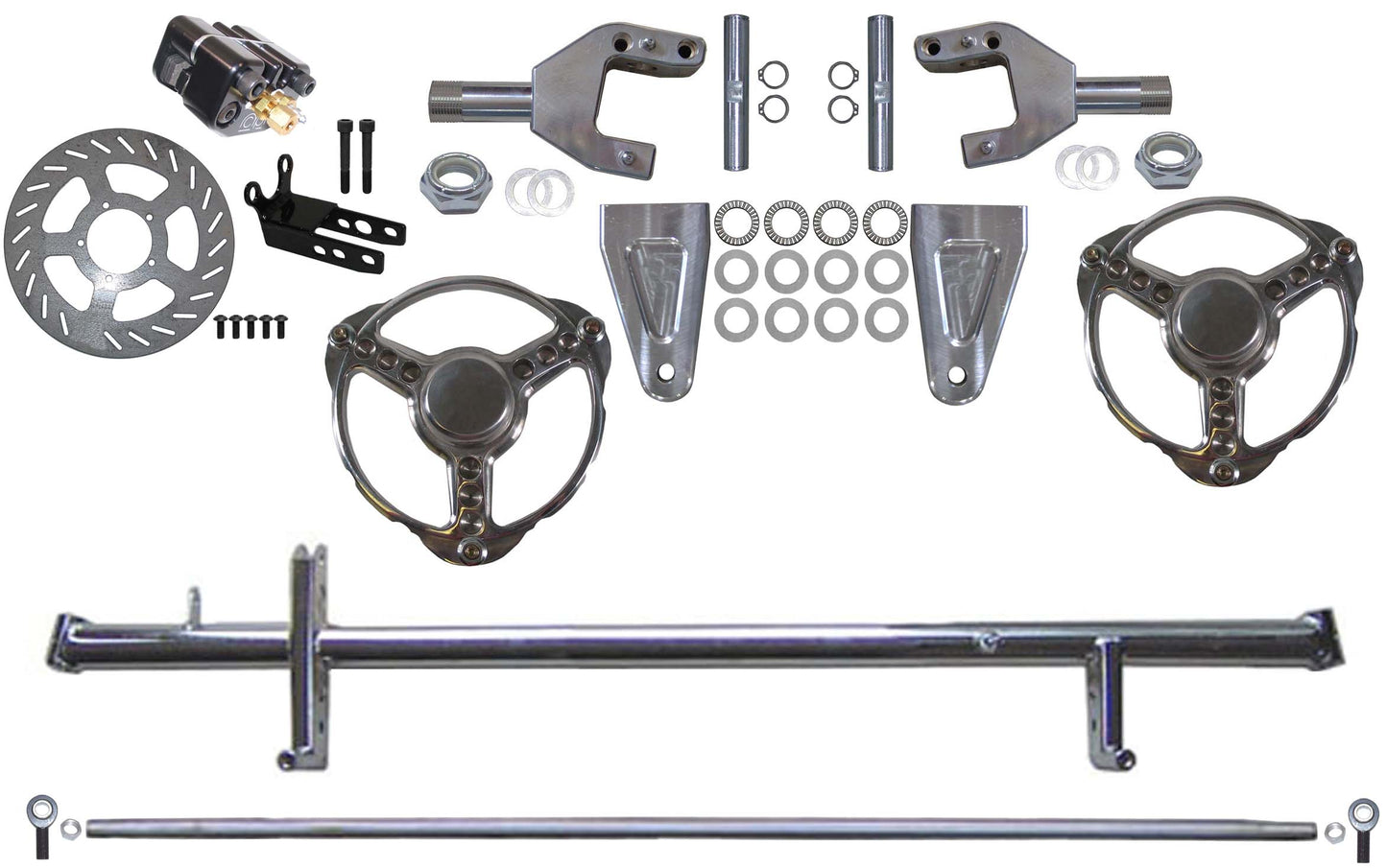 600 FRONT AXLE,COMPLETE,WITH LEFT-HAND BRAKE,3 SPOKE