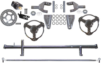 600 FRONT AXLE,COMPLETE,WITH LEFT-HAND BRAKE,3 SPOKE