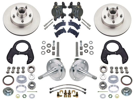 FRONT DISC BRAKES,SPINDLES,KING PINS,28-48 FORD,D-154 GM,11" ROTOR