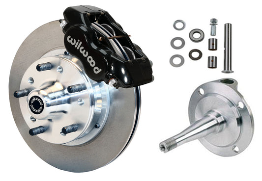 FRONT DISC BRAKES,SPINDLES,KING PINS,28-48 FORD,WILWOOD FDL,11",BLK