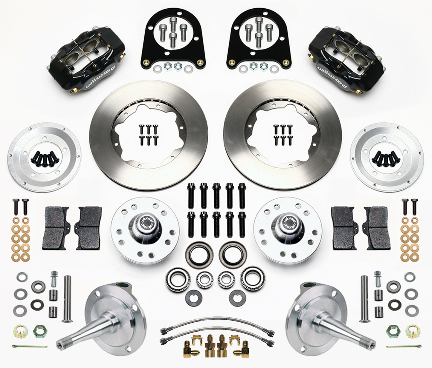 FRONT DISC BRAKES,SPINDLES,KING PINS,28-48 FORD,WILWOOD FDL,11",BLK