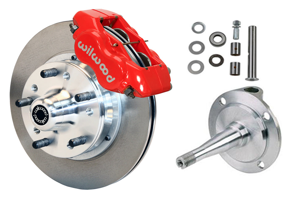 FRONT DISC BRAKES,SPINDLES,KING PINS,28-48 FORD,WILWOOD FDL,11",RED