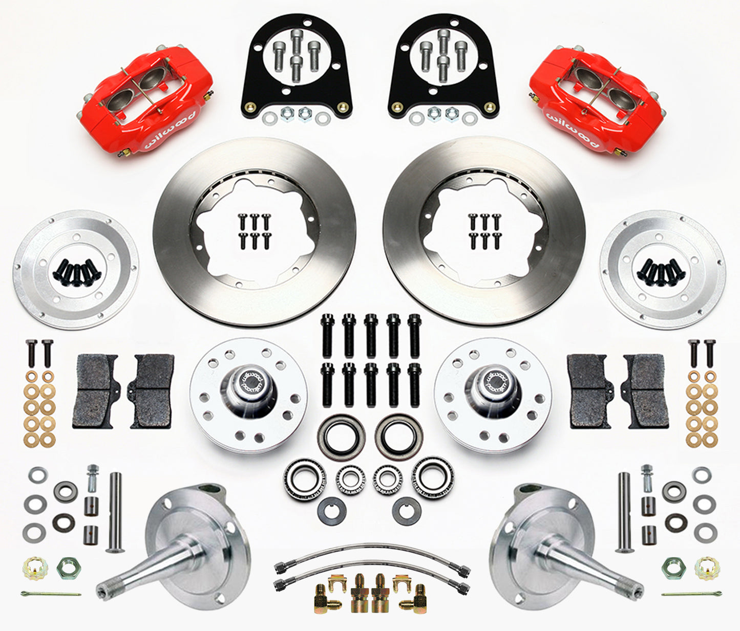 FRONT DISC BRAKES,SPINDLES,KING PINS,28-48 FORD,WILWOOD FDL,11",RED