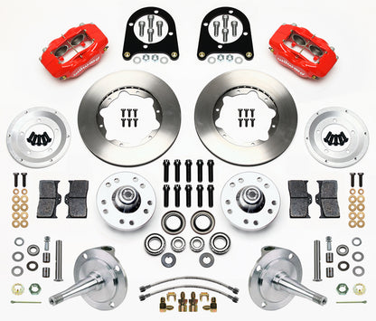 FRONT DISC BRAKES,SPINDLES,KING PINS,28-48 FORD,WILWOOD FDL,11",RED