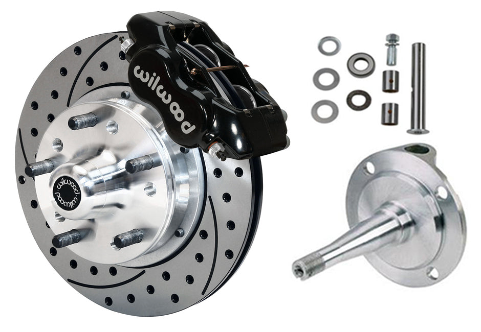 FRONT DISC BRAKES,SPINDLES,KING PINS,28-48 FORD,WILWOOD FDL,11" DRILL,BLK