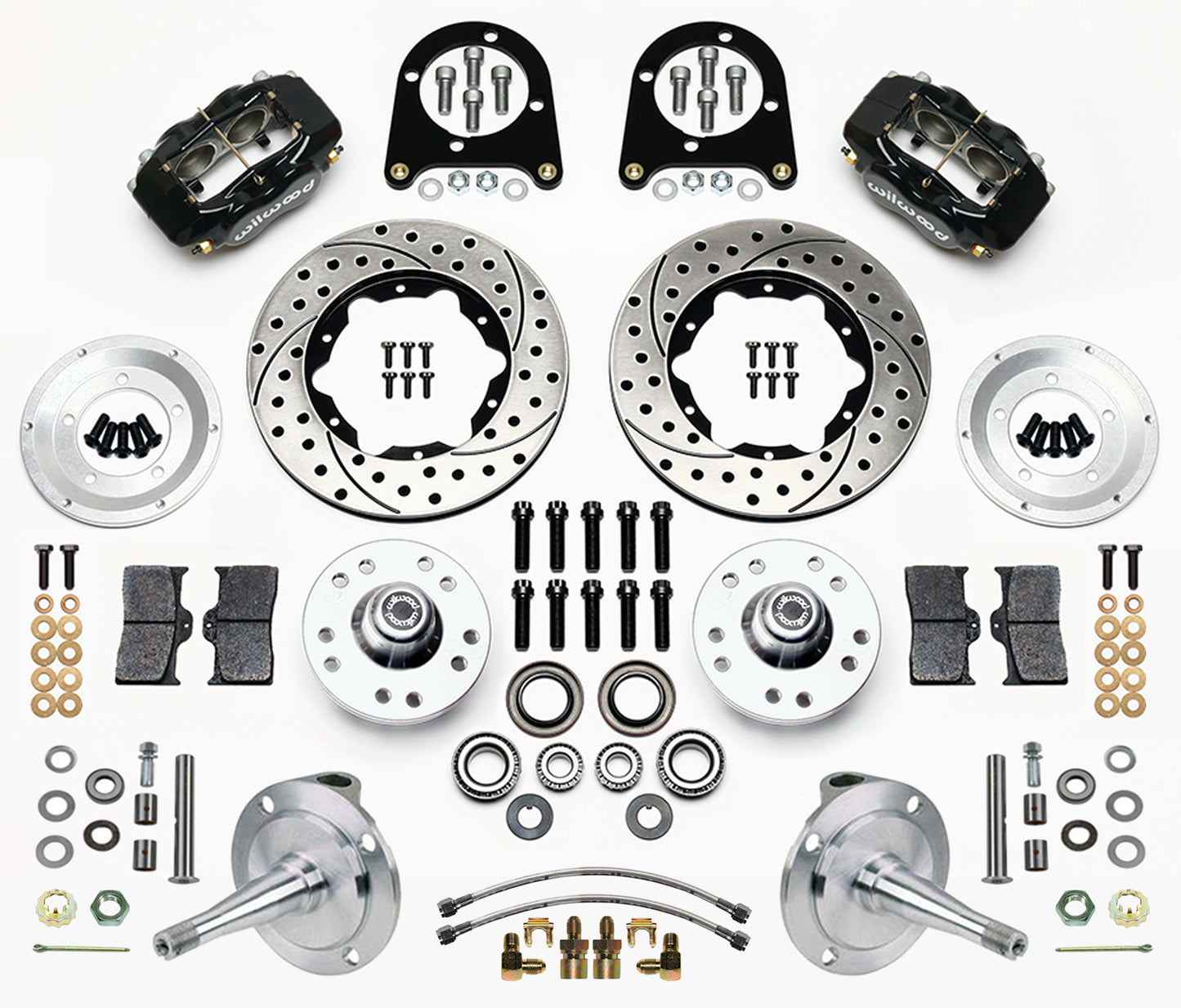 FRONT DISC BRAKES,SPINDLES,KING PINS,28-48 FORD,WILWOOD FDL,11" DRILL,BLK