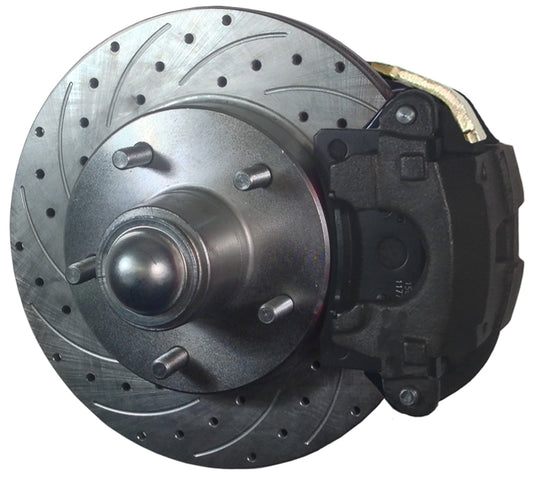 55-57 CHEVY DISC BRAKE CONVERSION KIT,11" DRILLED ROTORS,D154 CALIPERS