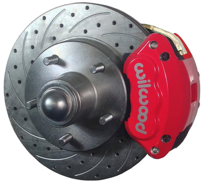 55-57 CHEVY DISC BRAKE CONVERSION KIT,11" DRILLED ROTORS,D154 RED WIL CALIPERS