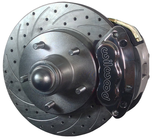 55-57 CHEVY DISC BRAKE CONVERSION KIT,11" DRILLED ROTORS,D154 POLISHED CALIPERS