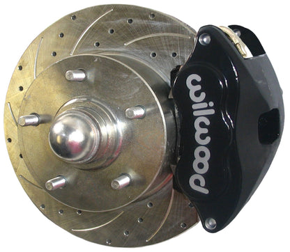 59-64 CHEVY DISC BRAKE CONVERSION KIT,11" DRILLED ROTORS,D52 BLACK WIL CALIPERS