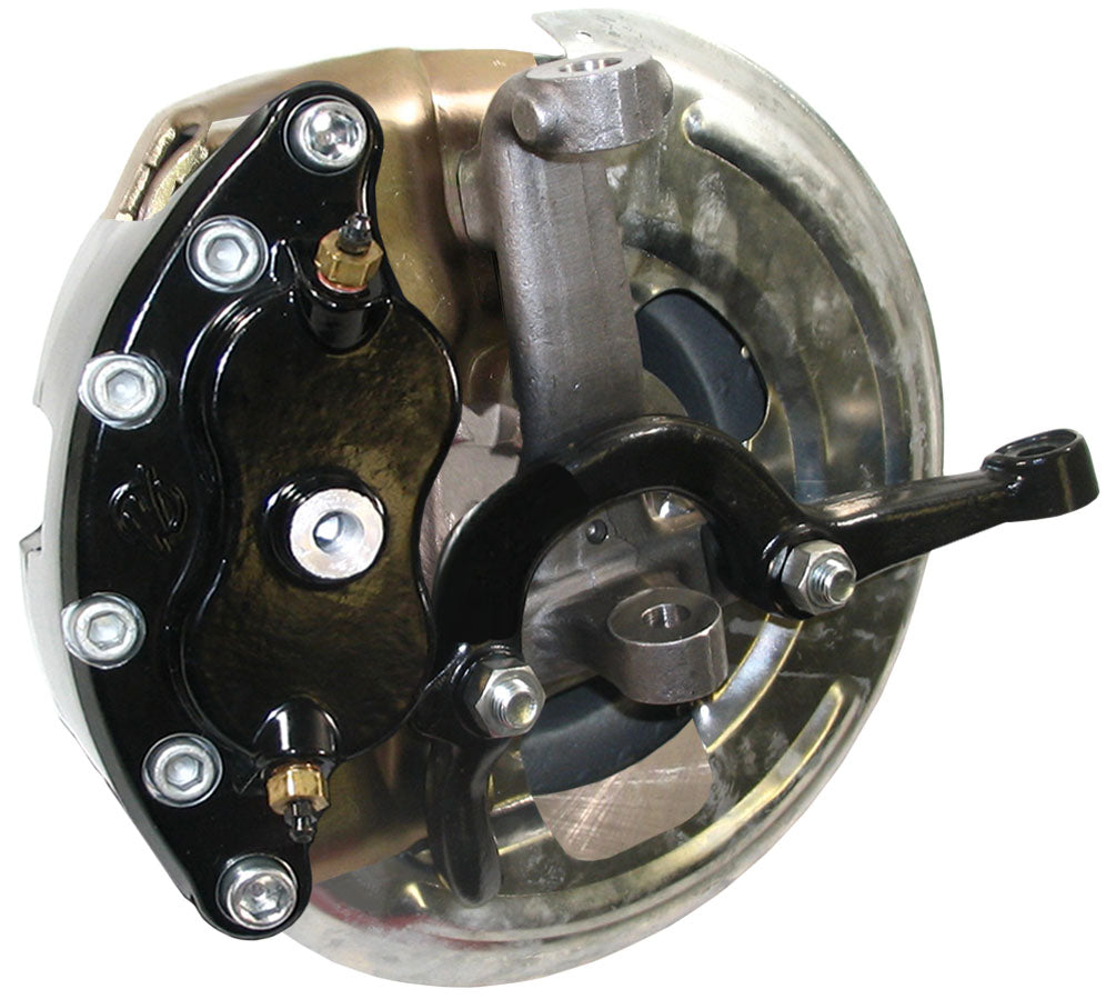 64-72 A-BODY DISC BRAKE & STOCK HEIGHT SPINDLE KIT,11" ROTORS,BLACK WIL CALIPERS