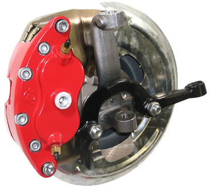 64-72 A-BODY DISC BRAKE & STOCK HEIGHT SPINDLE KIT,11" ROTORS,RED WIL CALIPERS