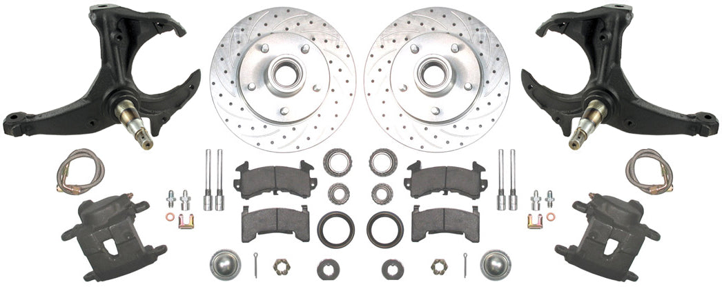 79-87 G-BODY DISC BRAKE & STOCK HEIGHT SPINDLE KIT,10.5" DRILLED ROTORS,CALIPERS