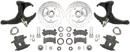79-87 G-BODY DISC BRAKE & STOCK HEIGHT SPINDLE KIT,10.5" DRILLED ROTORS,CALIPERS