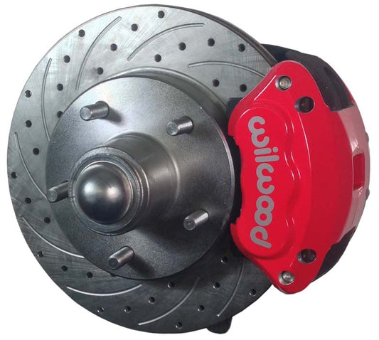 79-87 G-BODY DISC BRAKE & STOCK HEIGHT SPINDLE KIT,10.5" DRILLED ROTORS,RED WIL