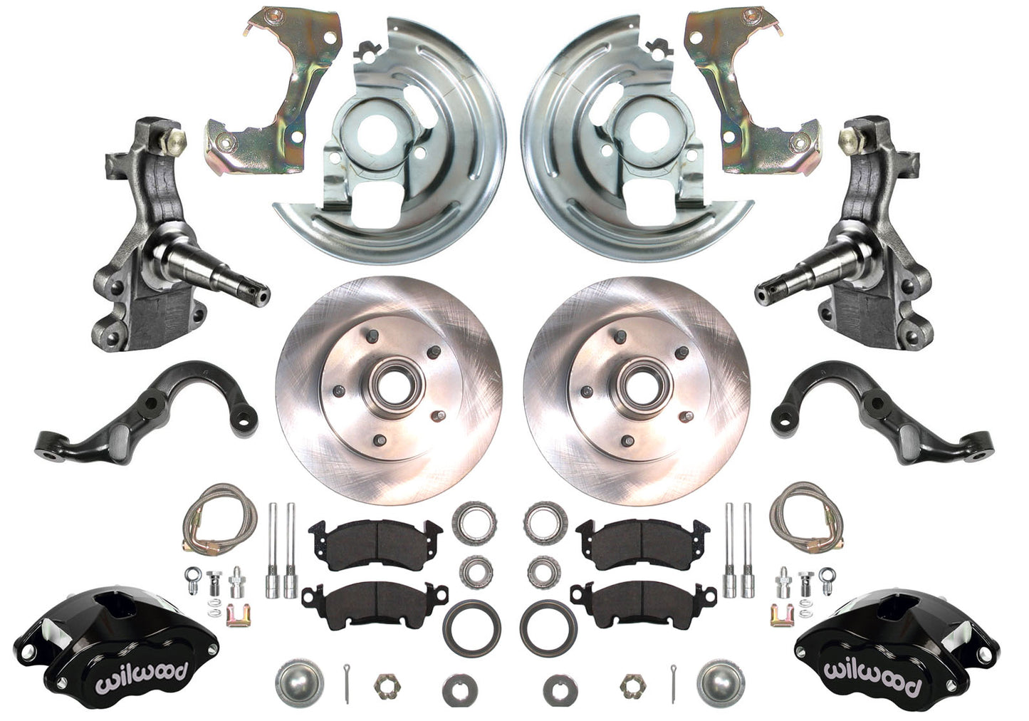 67-69 F-BODY DISC BRAKE & 2" DROP SPINDLE KIT,11" ROTORS,BLACK WILWOOD CALIPERS