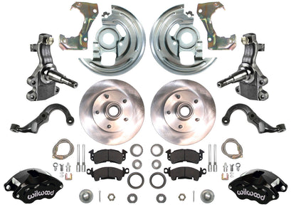 67-69 F-BODY DISC BRAKE & 2" DROP SPINDLE KIT,11" ROTORS,BLACK WILWOOD CALIPERS