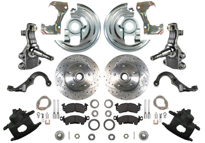 67-69 F-BODY DISC BRAKE & 2" DROP SPINDLE KIT,11" DRILLED ROTORS,CALIPERS