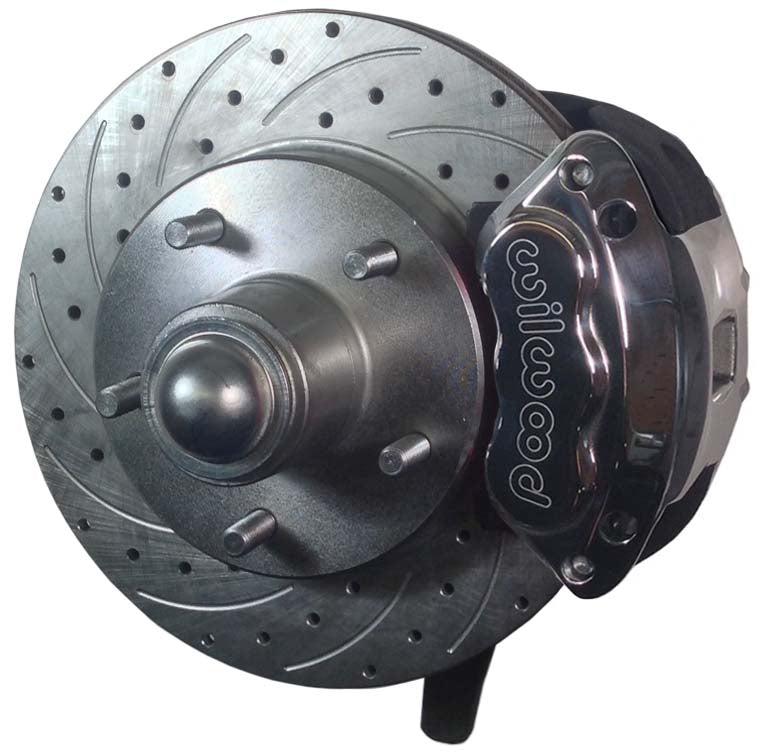 79-87 G-BODY DISC BRAKE & 2" DROP SPINDLE KIT,10.5" DRILLED ROTORS,POLISHED CAL