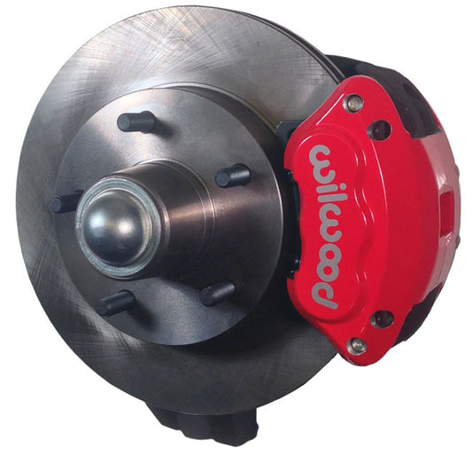 55-57 CHEVY DISC BRAKE & 2" DROP SPINDLE KIT,10.5" ROTORS,RED WILWOOD CALIPERS