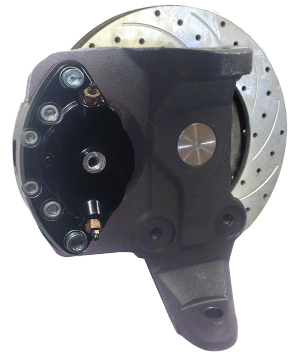 55-57 CHEVY DISC BRAKE & 2" DROP SPINDLE KIT,10.5" DRILLED ROTORS,BLACK WILWOOD