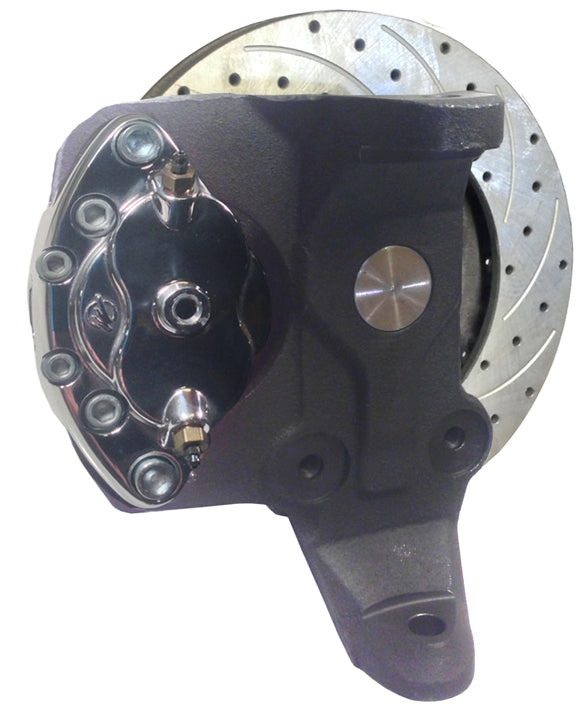 55-57 CHEVY DISC BRAKE & 2" DROP SPINDLE KIT,10.5" DRILLED ROTORS,POLISH WILWOOD