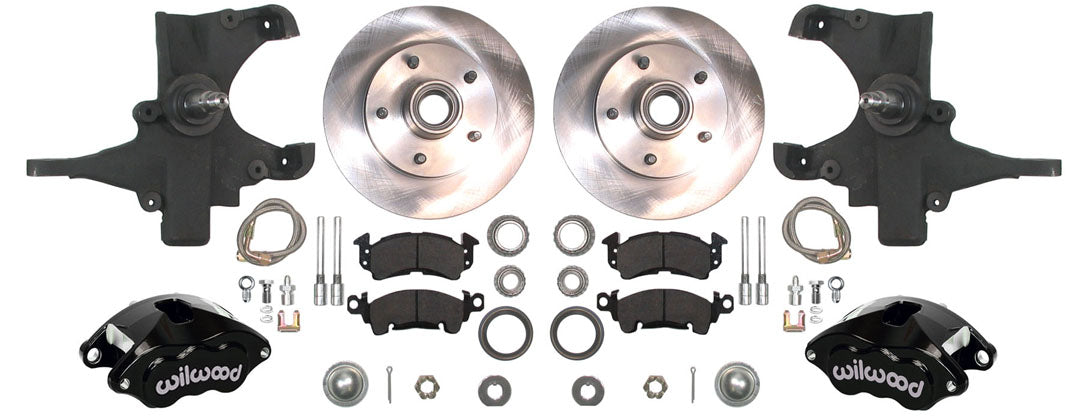 59-64 CHEVY DISC BRAKE & 2" DROP SPINDLE KIT,11" ROTORS,BLACK WILWOOD CALIPERS