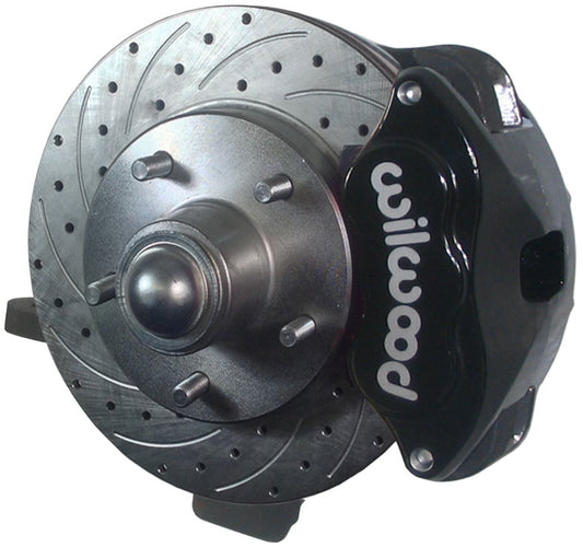 59-64 CHEVY DISC BRAKE & 2" DROP SPINDLE KIT,11" DRILLED ROTORS,BLACK WILWOOD