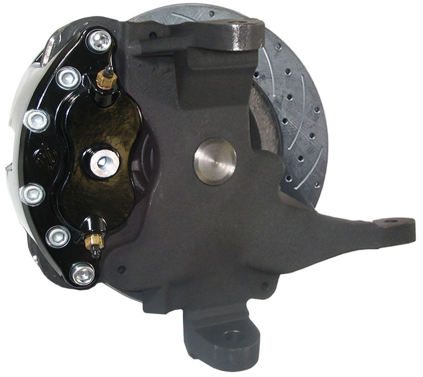 59-64 CHEVY DISC BRAKE & 2" DROP SPINDLE KIT,11" DRILLED ROTORS,BLACK WILWOOD