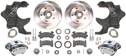 67-69 F-BODY DISC BRAKE & 1-PIECE 2" DROP SPINDLE KIT,11" ROTORS,POLISH CALIPERS